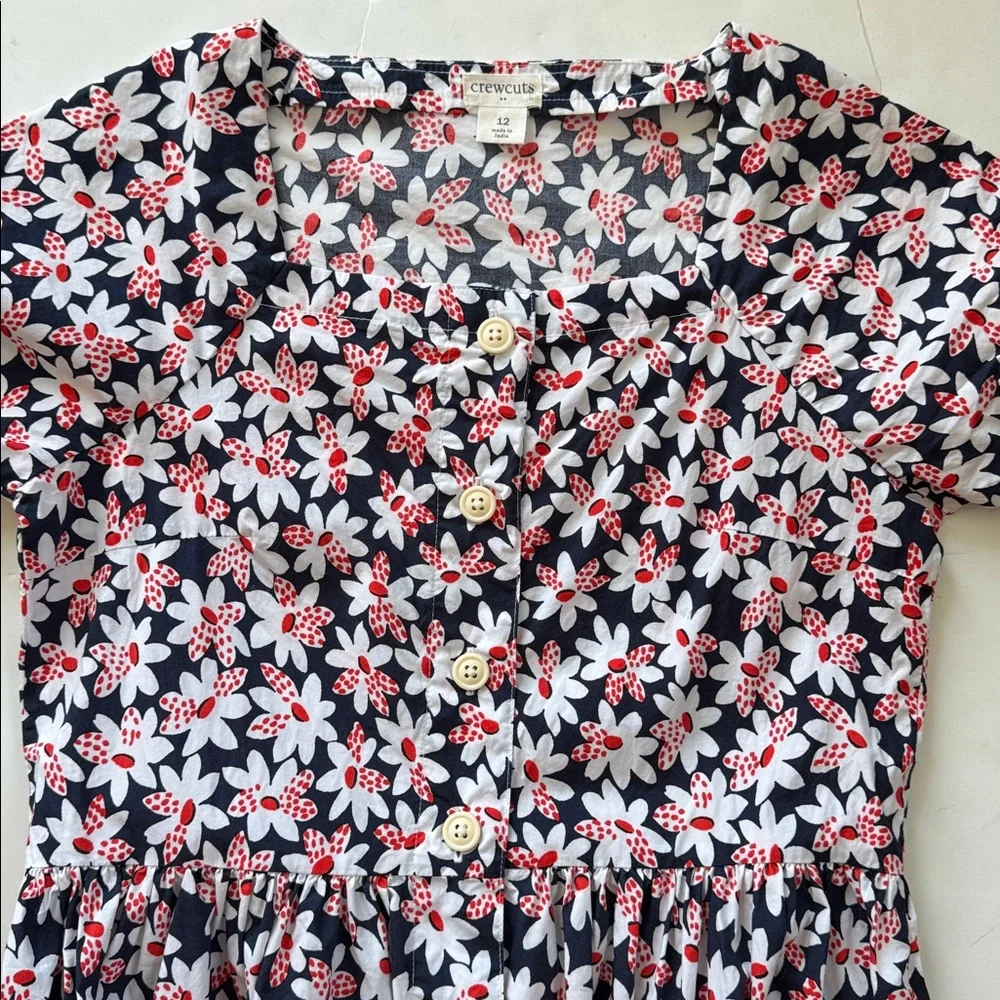 J. Crew Crewcuts‎ Girls Cotton Blend Daisy Floral Print Button Front Dress Sz 12